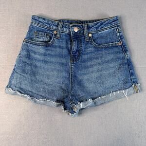 Wild Fable Shorts Medium Wash Blue Womens 00 Denim High-Rise Rolled Cuff Casual
